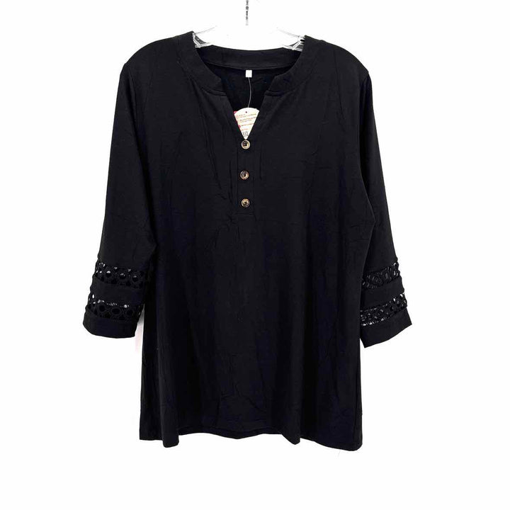 Size L Black Crochet Knit Shirt