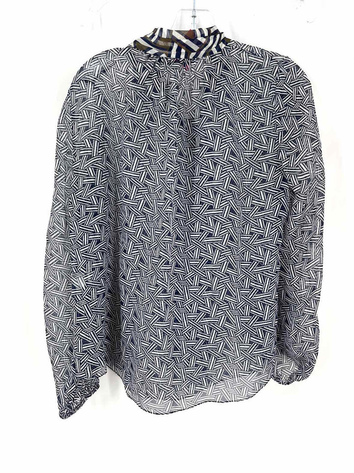 Size 4 DIANE VON FURSTENBERG Navy Print Shirt