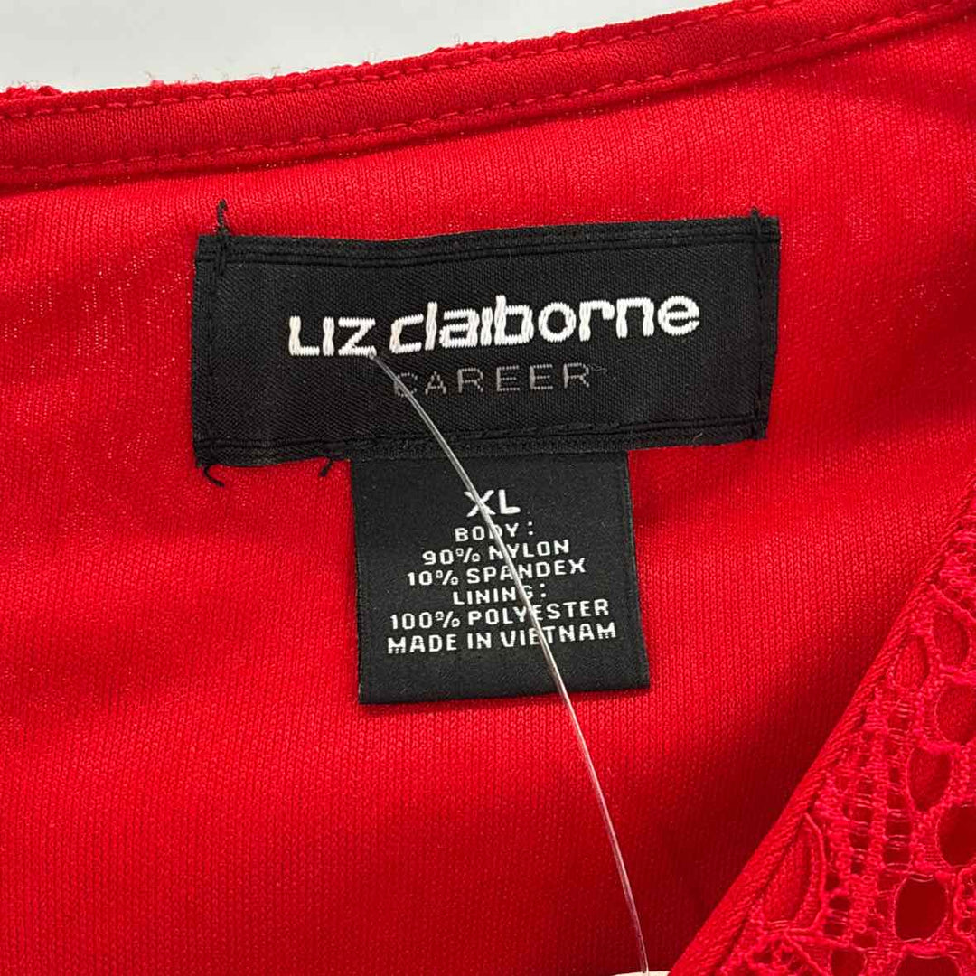 Size XL LIZ CLAIBORNE Red Lace Dress