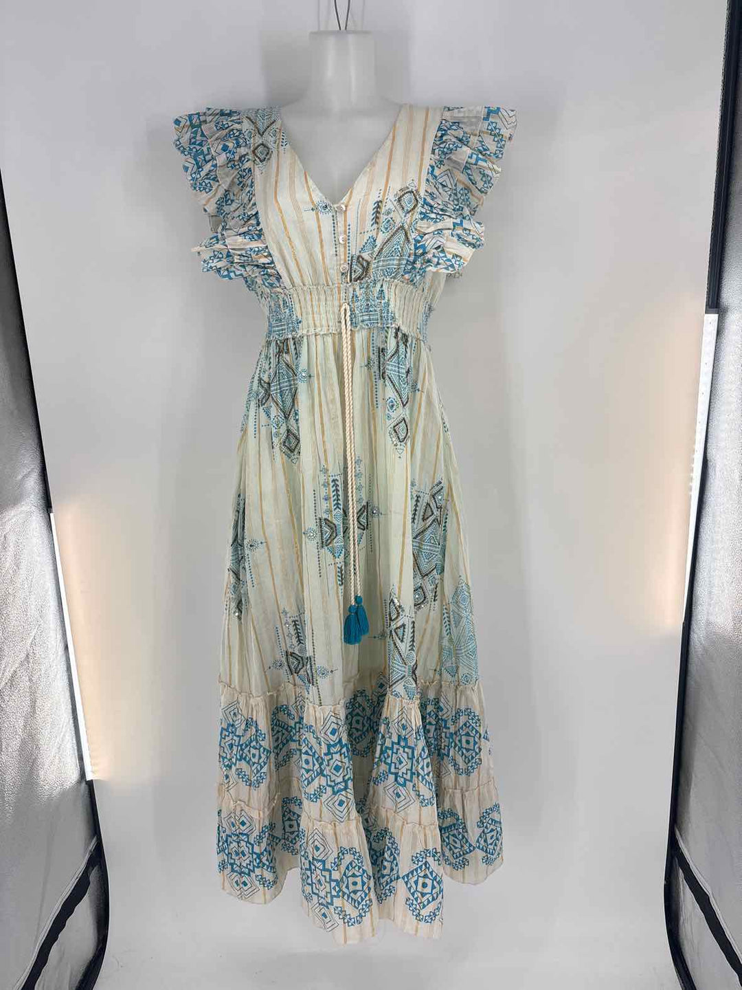 Size One Size Blue Print Dress