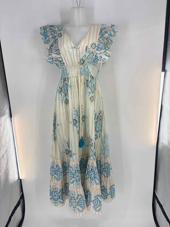 Size One Size Blue Print Dress