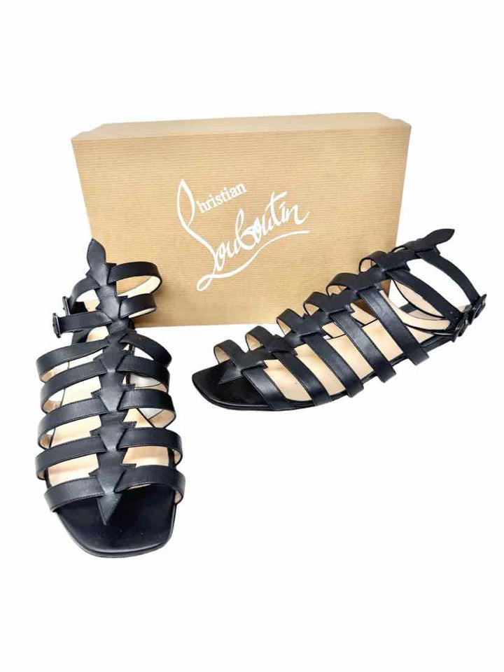 Shoe Size 42 CHRISTIAN LOUBOUTIN Black Sateen Luxury - Sandals