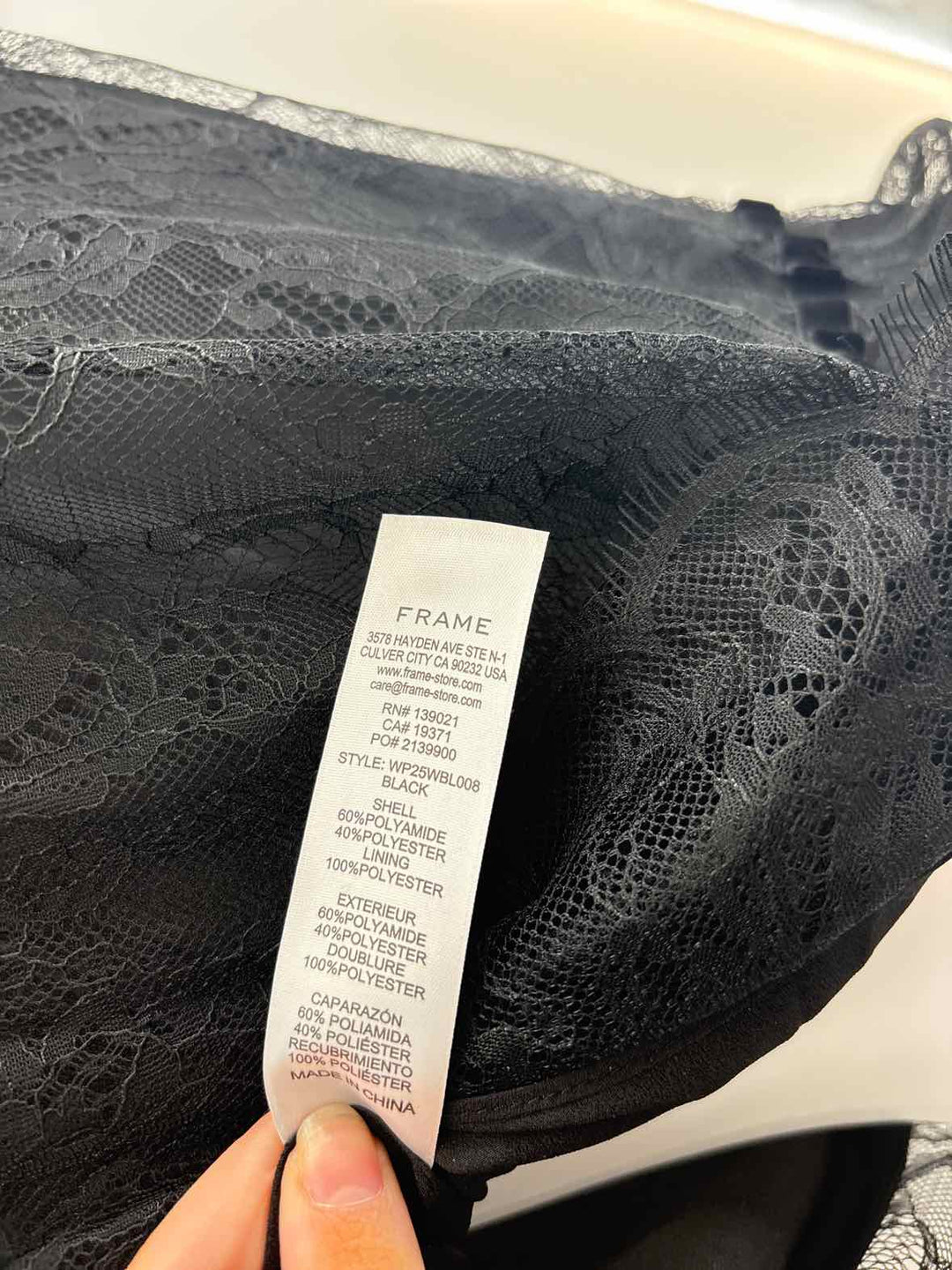 Size S FRAME Black Lace Shirt