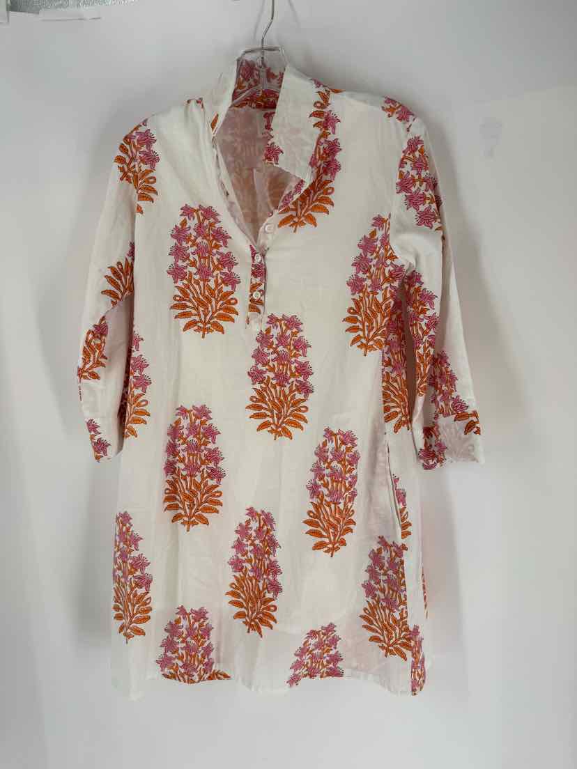 Size S VICTORIA DUNN White Print Dress