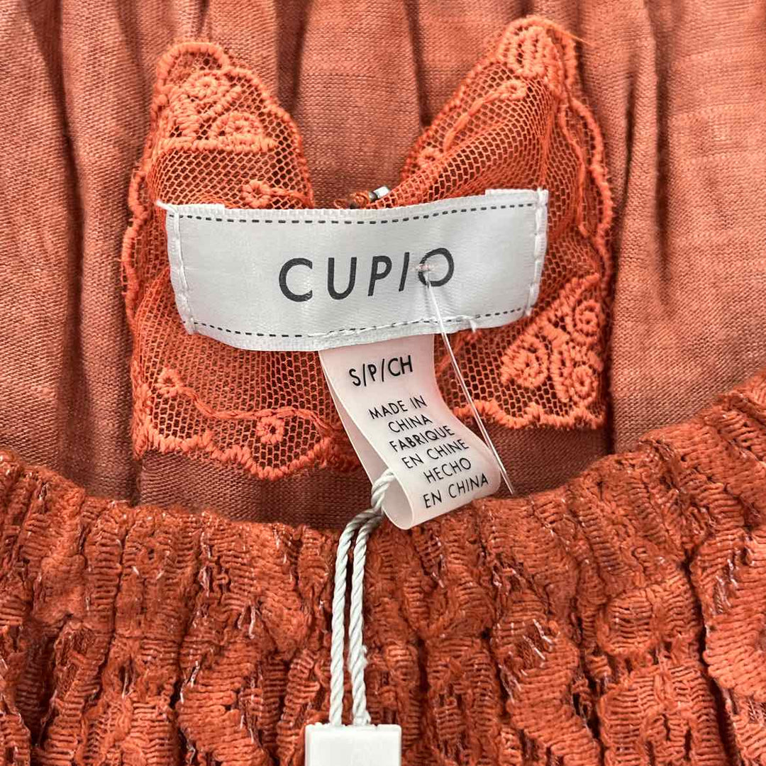 Size S CUPIO Burnt Orange Lace Shirt