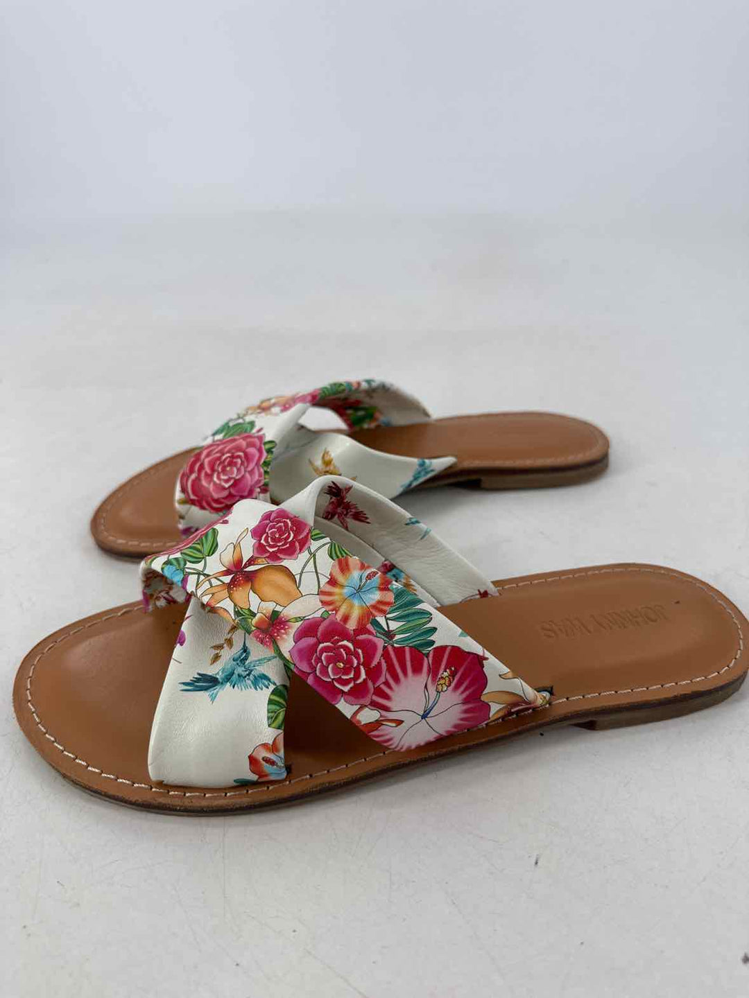 Shoe Size 8 Johnny Was White Print Sandals