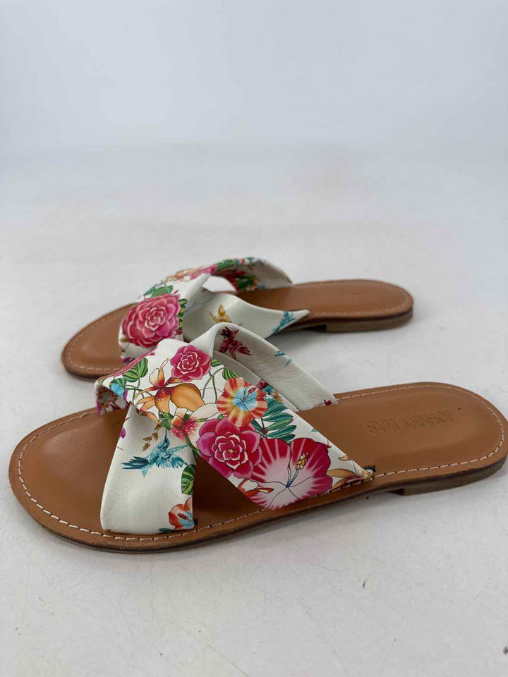 Shoe Size 8 Johnny Was White Print Sandals