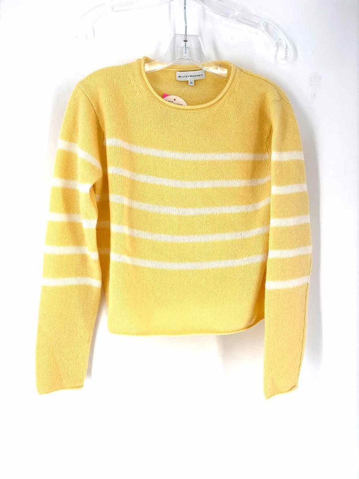 Size XS WHITE + WARREN Yellow Print Sweater