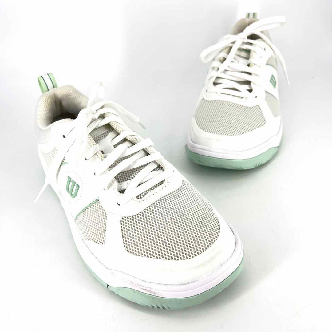 Shoe Size 8.5 White Faux Leather Mesh Sneakers