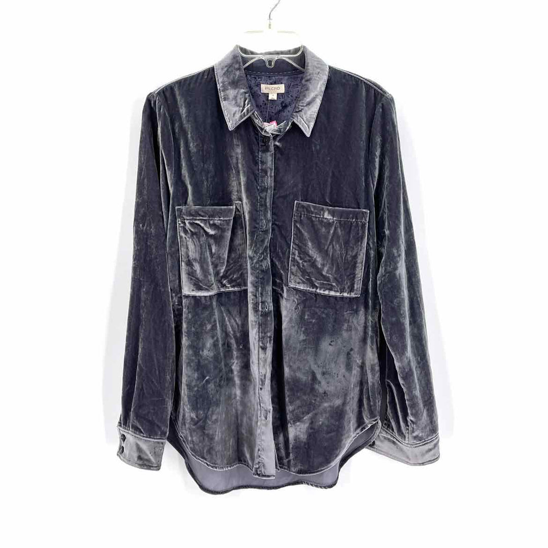 Size S Pilcro & the Letterpress Gray Velvet Shirt