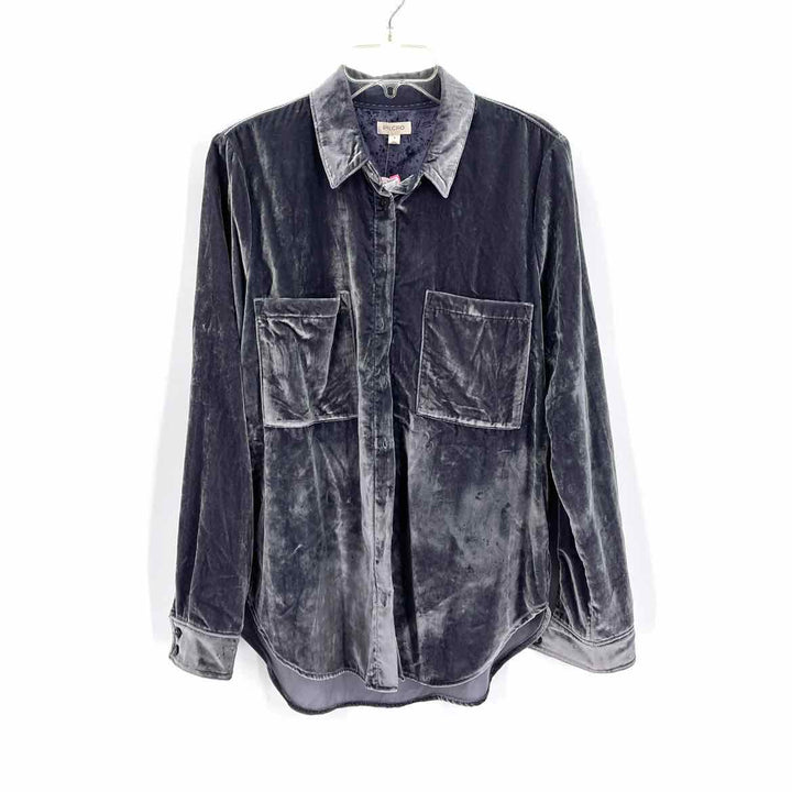Size S Pilcro & the Letterpress Gray Velvet Shirt