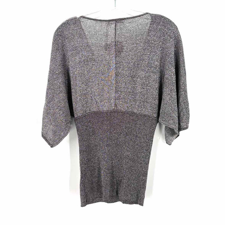 Size 3 BELLADINI Silver Knit Sequined Shirt