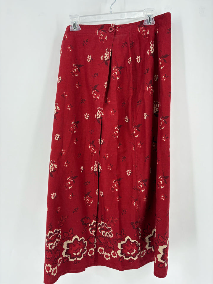 Size 14 EDDIE BAUER Red Print Skirt