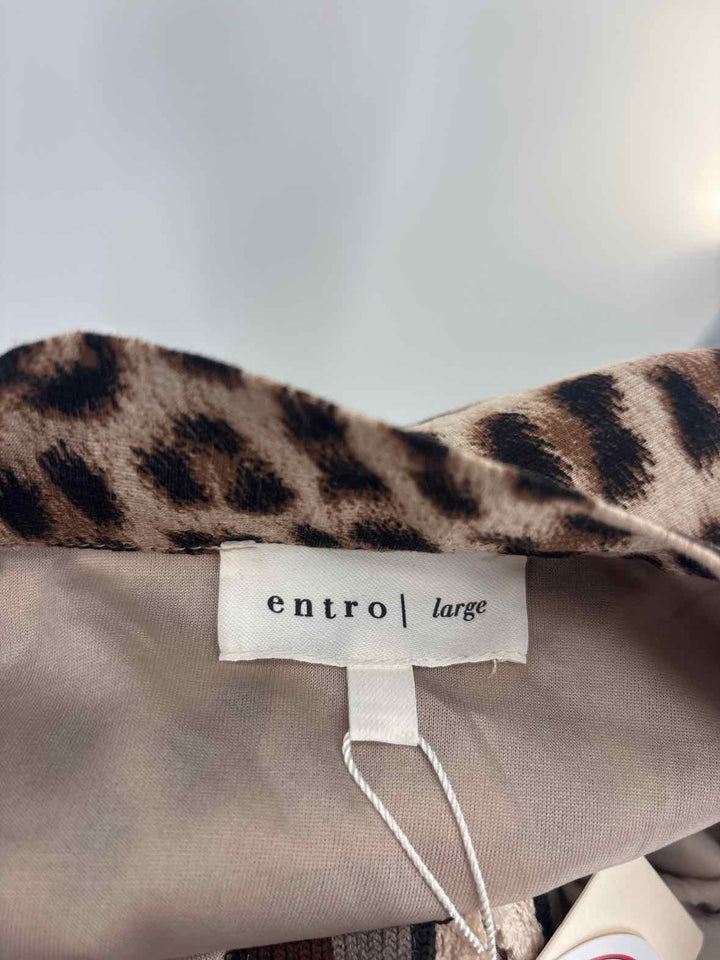 Size L ENTRO Brown Print Dress