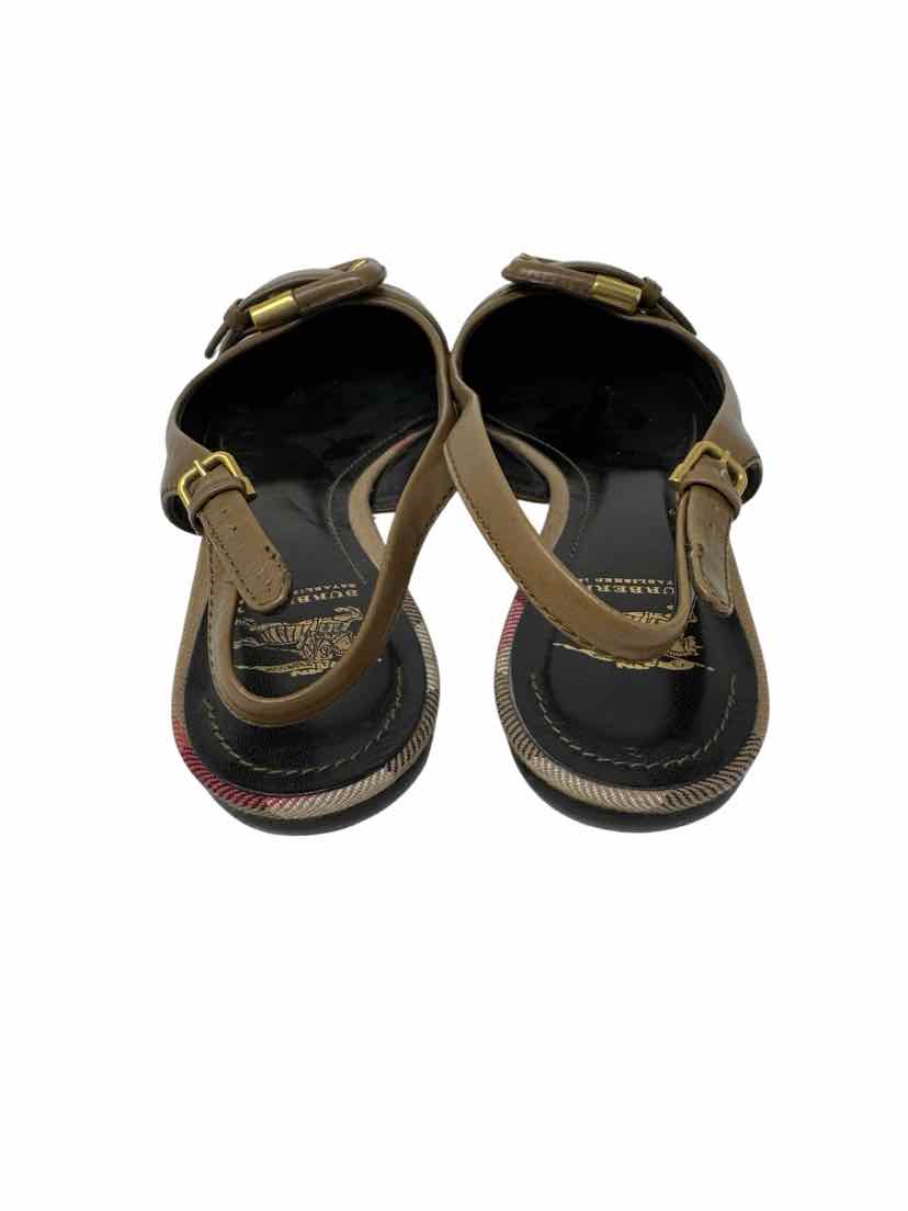 Shoe Size 37.5 Burberry Tan Canvas Luxury - Flats