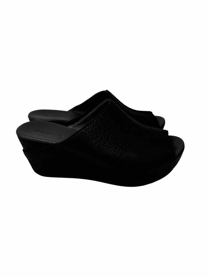 Shoe Size 8 CHOCOLATE BLU Black Leather Mules