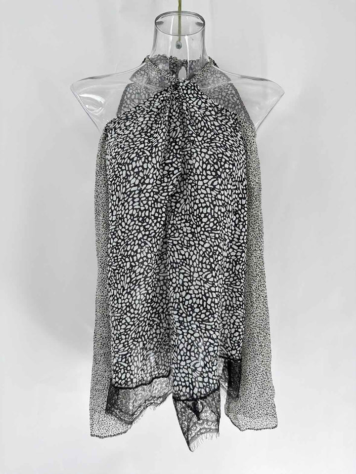 Size 6 DEREK LAM White Print Shirt