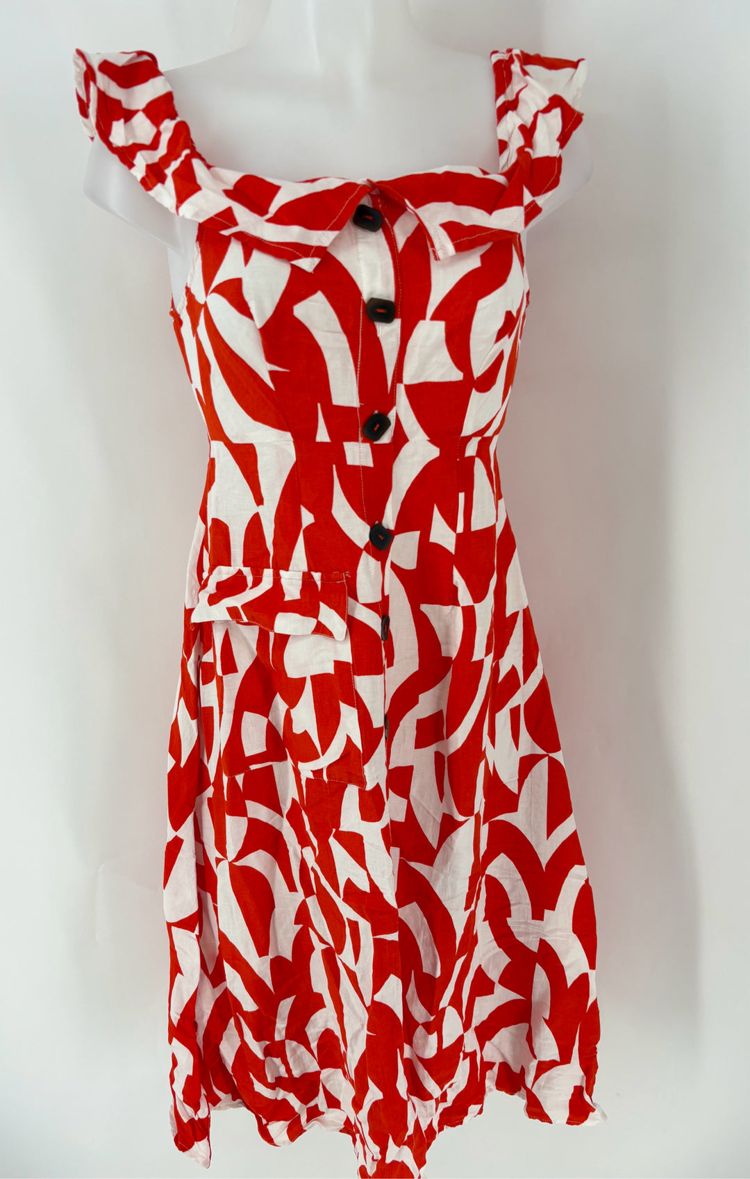 Size 6 Anthropologie Red Print Dress