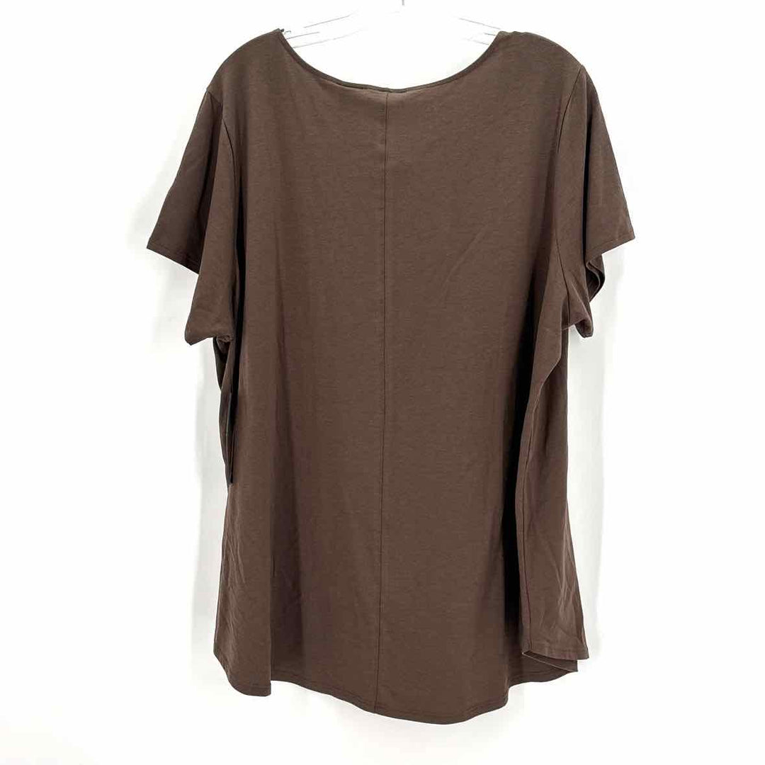 Size 3X TAHARI Brown Knit Cotton Shirt