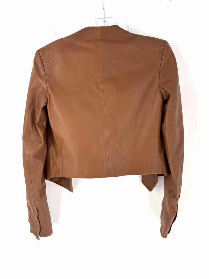 Size Petite THEORY Brown Leather Jacket