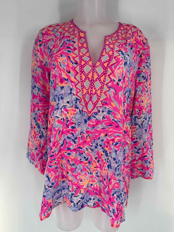 Size M Lilly Pulitzer Multi-Color Silk Shirt