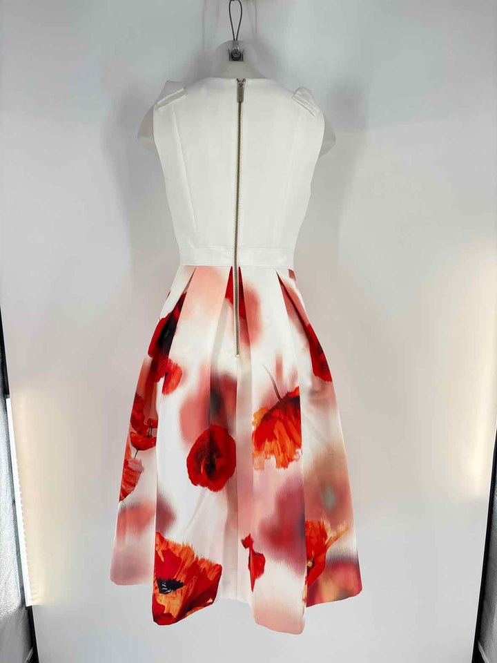 Size 2 TED BAKER ORANGE PRINT Dress