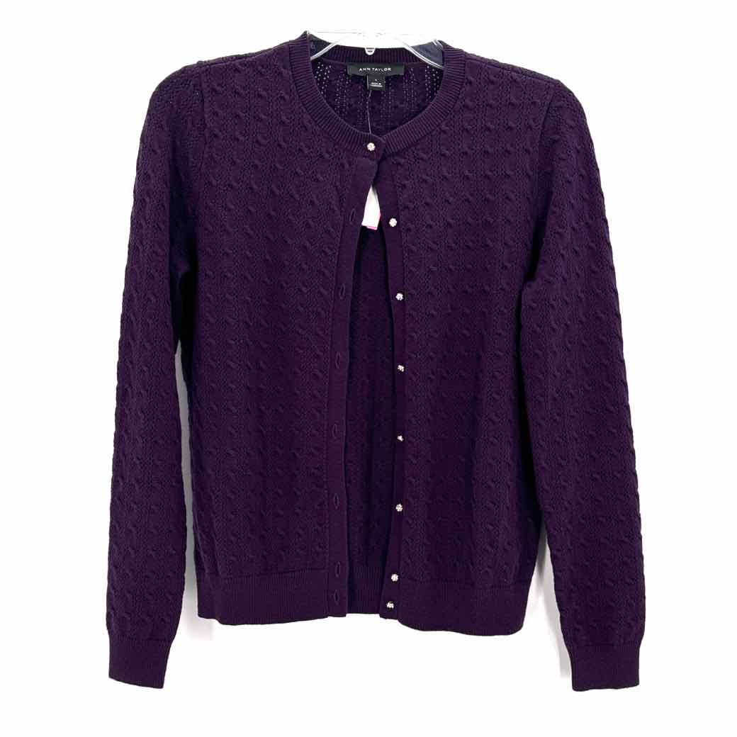 Size S Ann Taylor Purple Knit Cardigan