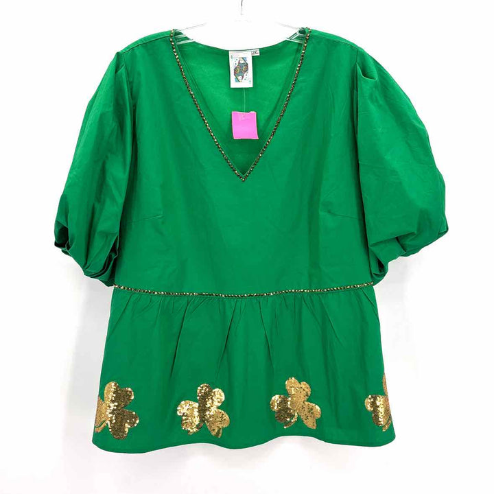 Size 2X Green Sequined Shirt