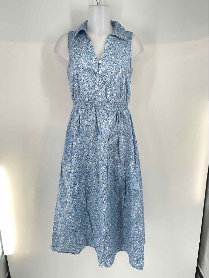 Size 4 J Crew Blue Print Dress