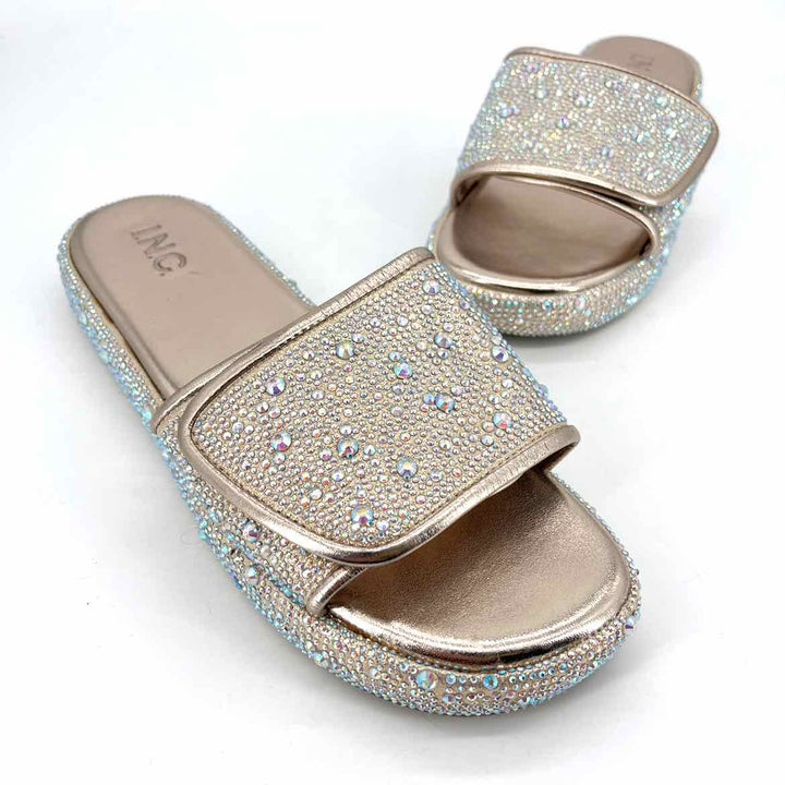Shoe Size 10 INC Champagne Rhinestone Sandals