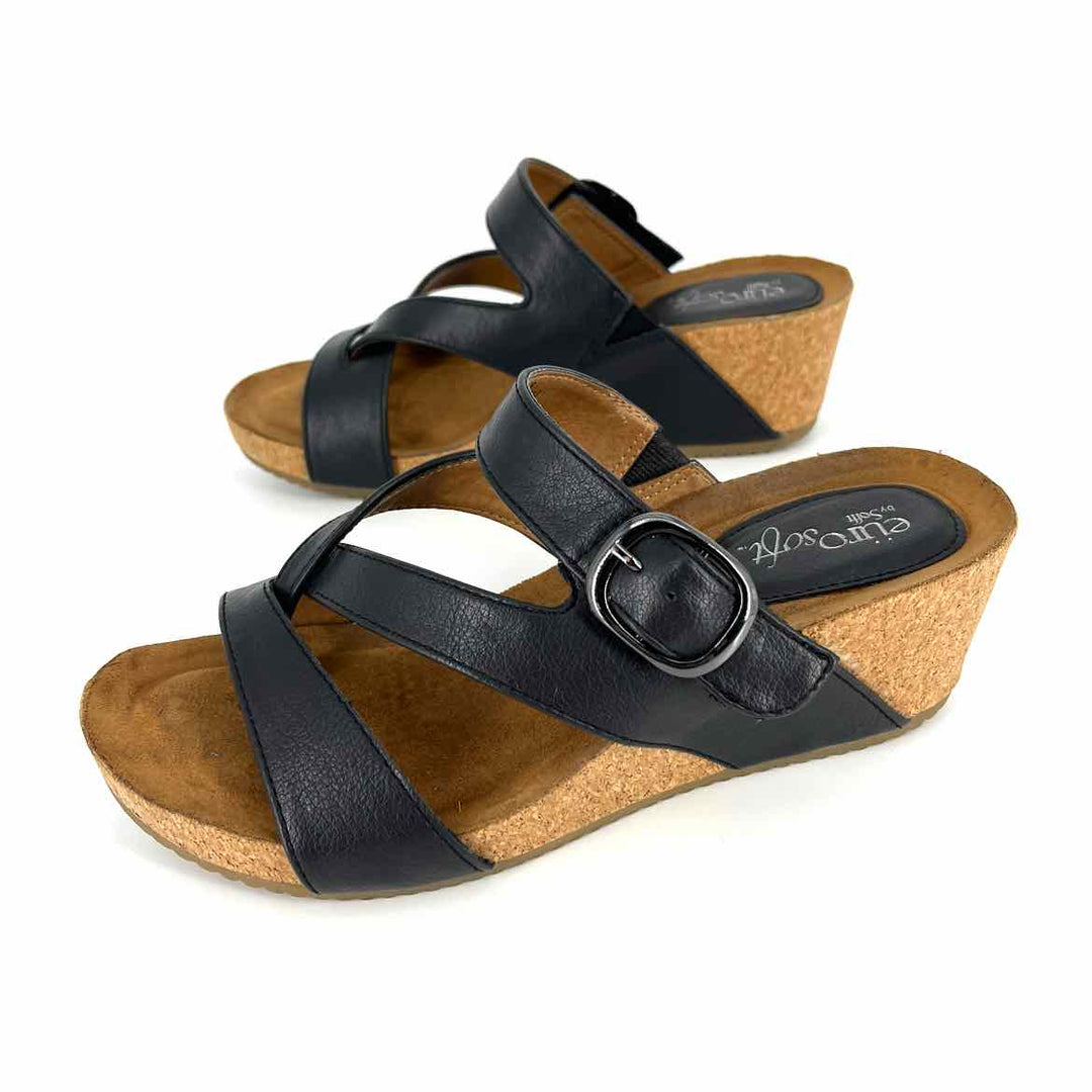 Shoe Size 7 SOFFT Black Faux Leather Sandals