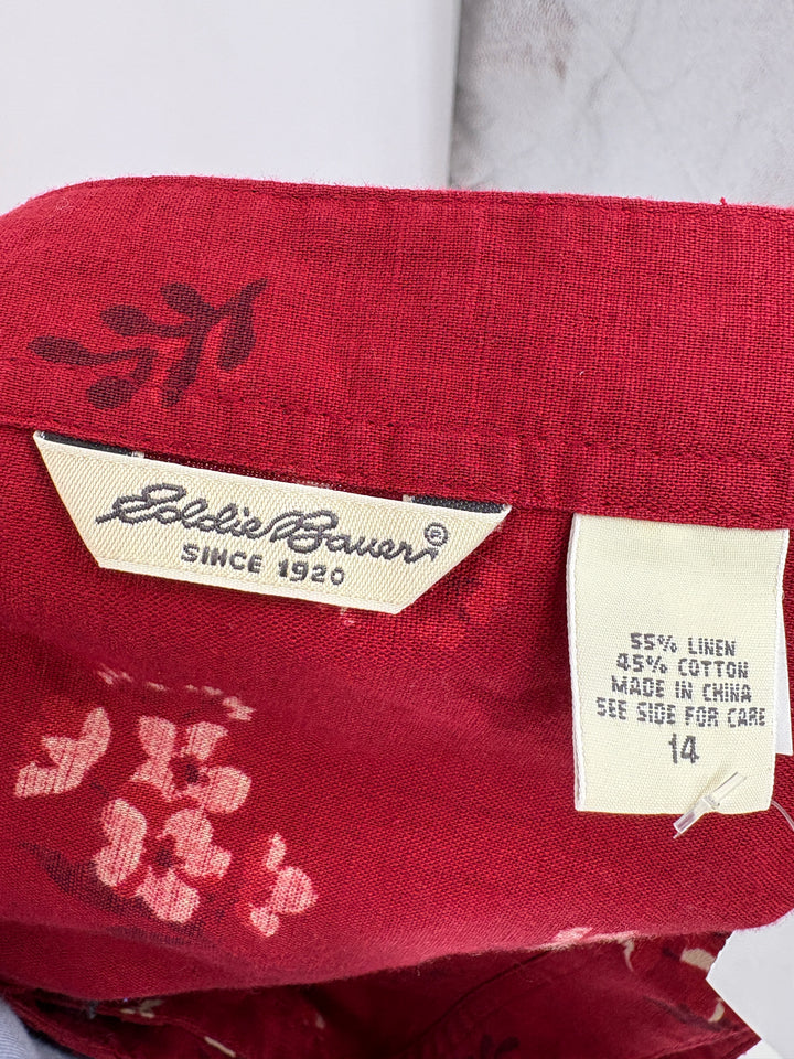 Size 14 EDDIE BAUER Red Print Skirt
