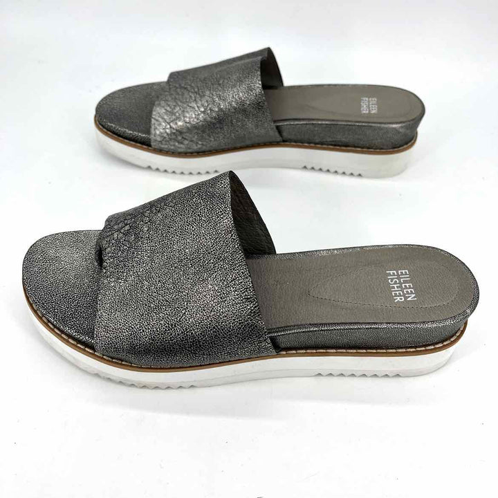Shoe Size 10 Eileen Fisher Pewter Leather Sandals