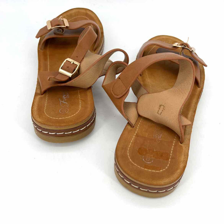 Shoe Size 9 Camel Faux Leather Sandals