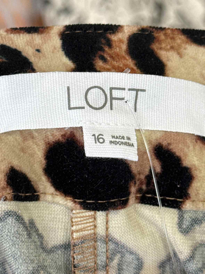 Size 16 LOFT Brown Print Pants