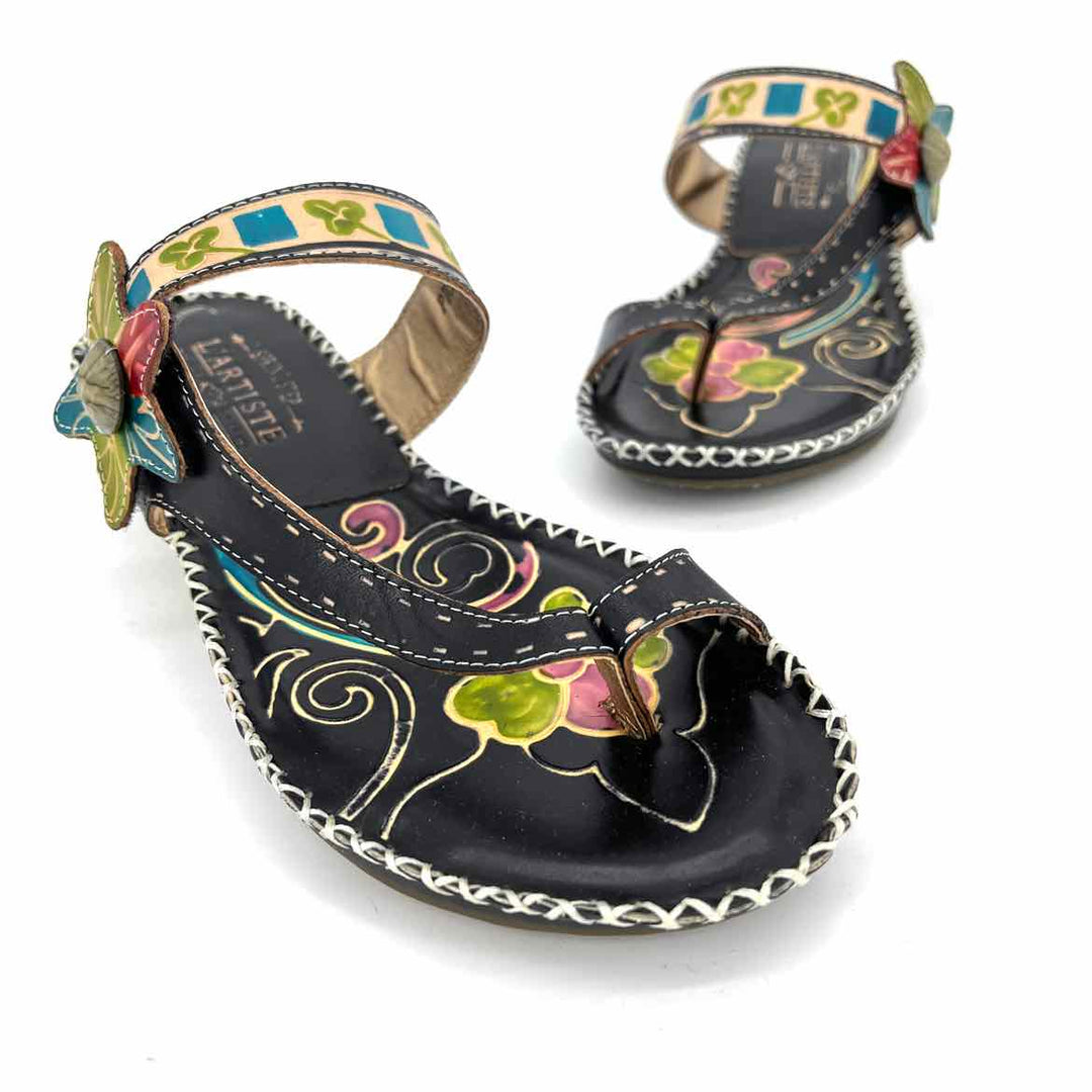 Shoe Size 7.5 SPRING STEP Black Leather Sandals