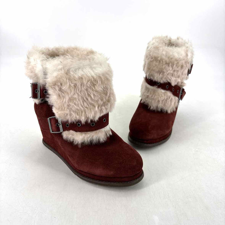 Shoe Size 9 CAT Red Suede Faux Fur Boots