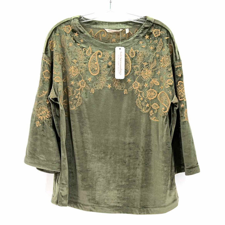 Size S SOFT SURROUNDINGS Sage Velour Shirt