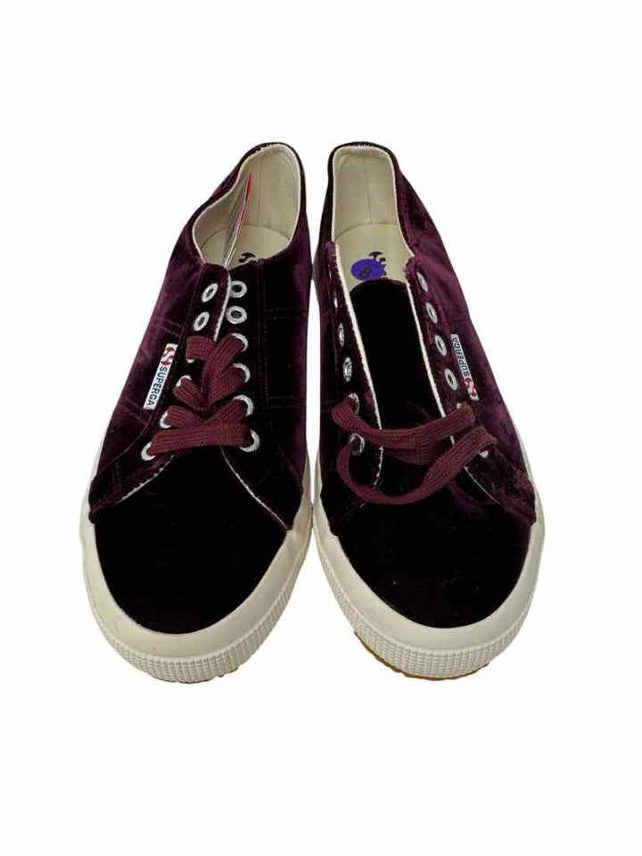 Shoe Size 39 SUPER GA Burgundy Velour Sneakers