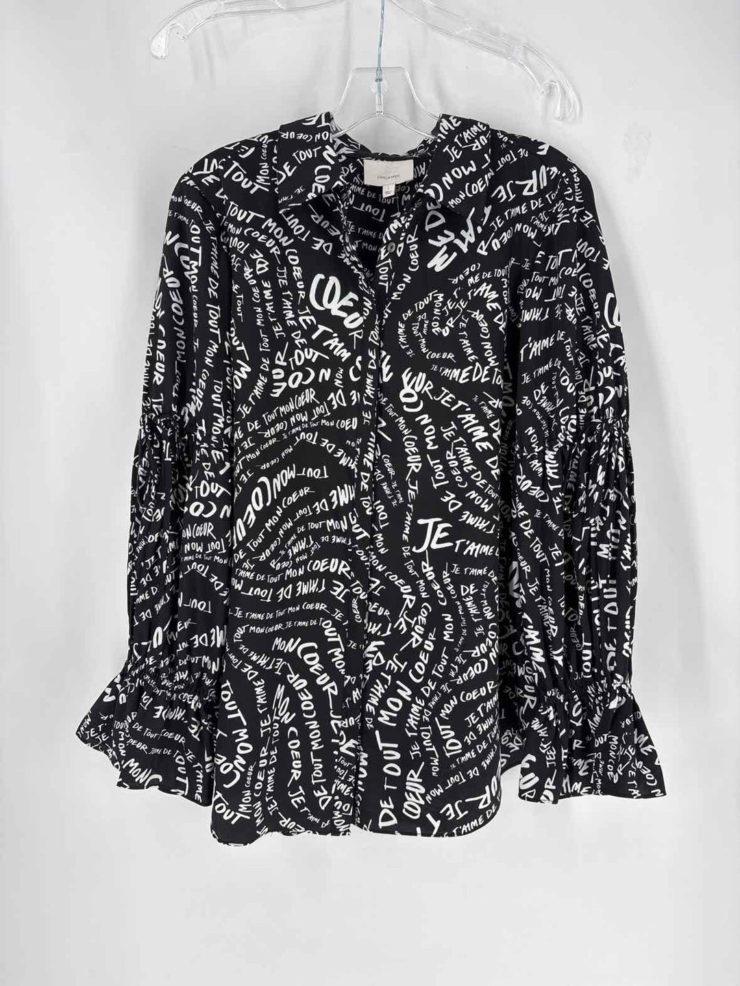 Size L CINQ DE SEPT Black Sateen Shirt