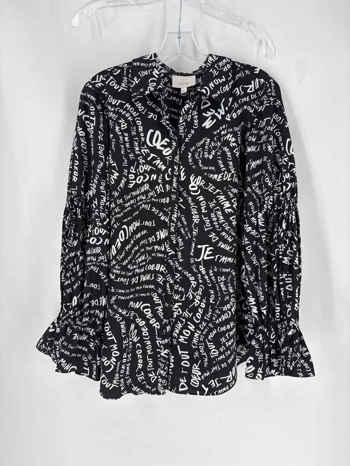 Size L CINQ DE SEPT Black Sateen Shirt