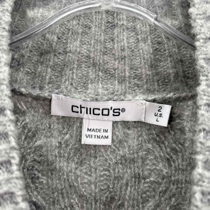 Size L Chico's Gray Knit Rhinestone Sweater