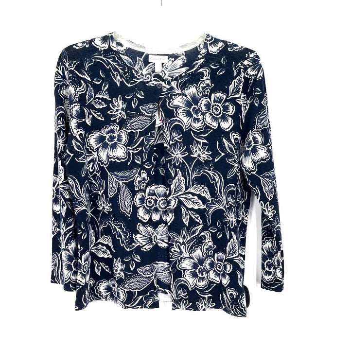 Size S GARNET HILL Navy Print Sweater