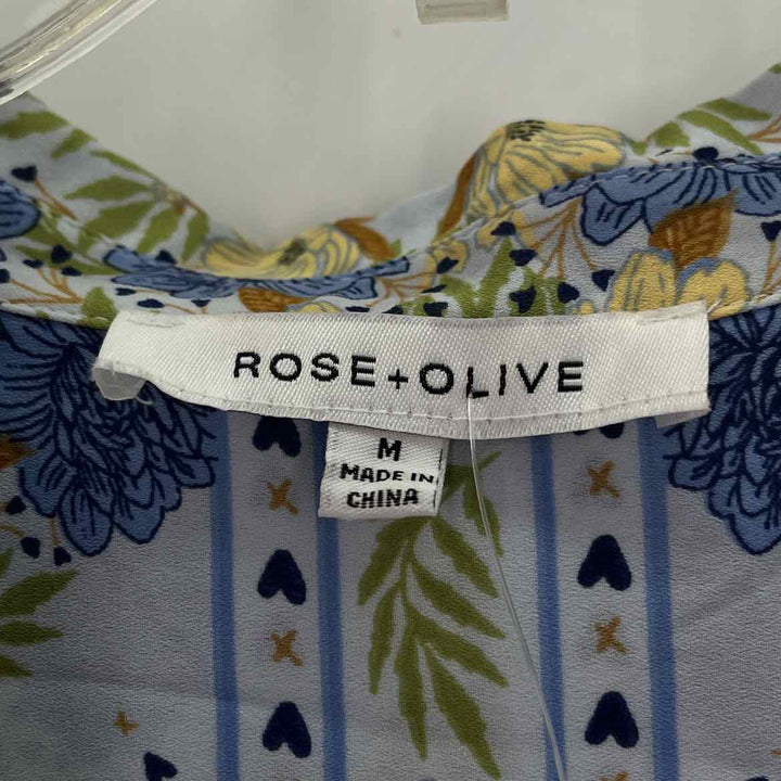 Size M ROSE + OLIVE Blue Print Shirt
