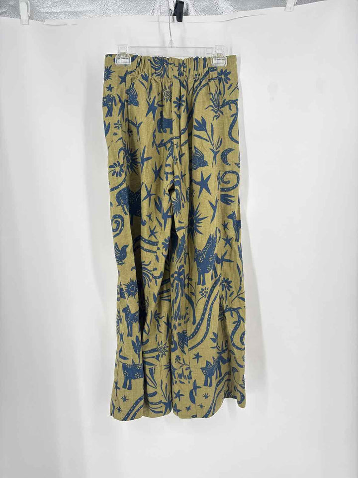 Size S FREE PEOPLE Green Print Pants