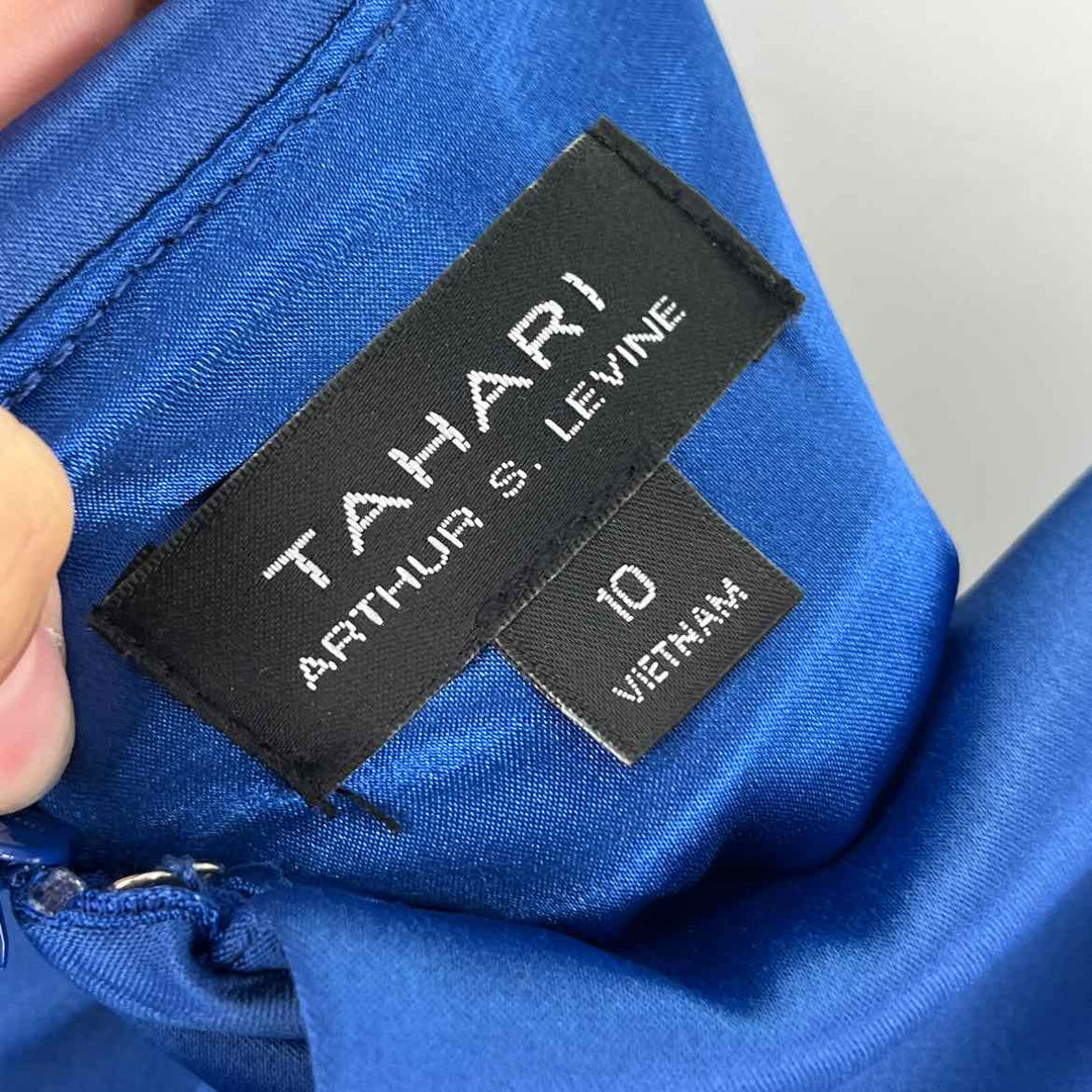 Size 10 TAHARI Blue Satin Dress