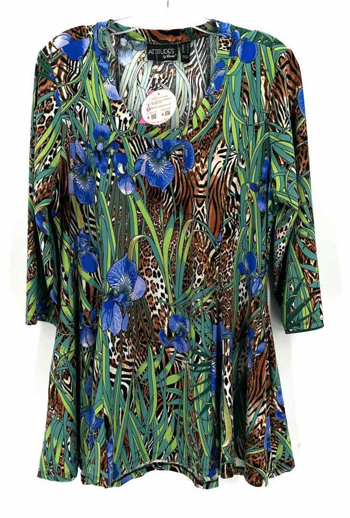 Size L ATTITUDES BY RENEE Multi-Color Shirt