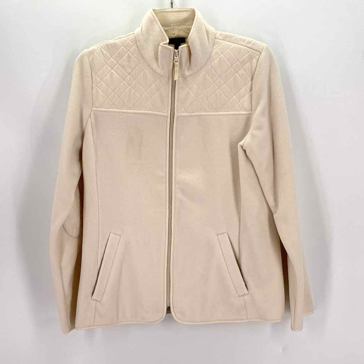 Size M Talbots Ivory Fleece Quilted Jacket