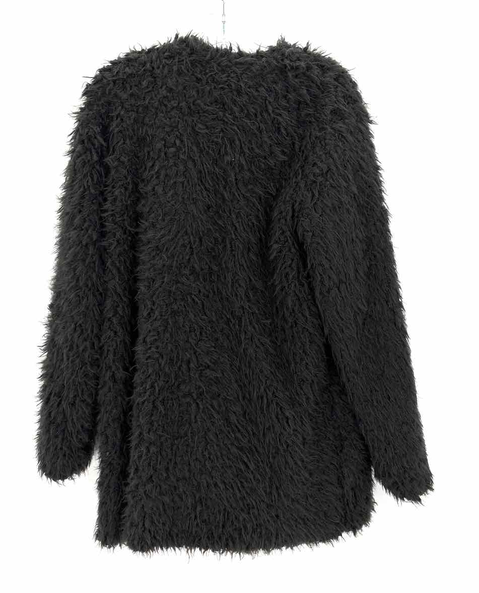 Size L NEW DIRECTION Black Faux Fur Coat