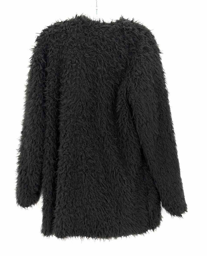 Size L NEW DIRECTION Black Faux Fur Coat
